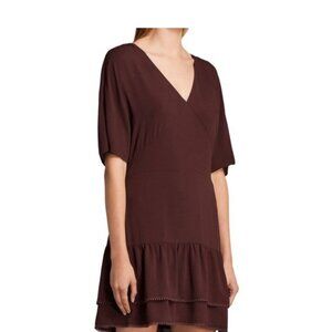 Allsaints Marley Bordeaux Maroon Red Oversized Tiered Shift Dress Size 2